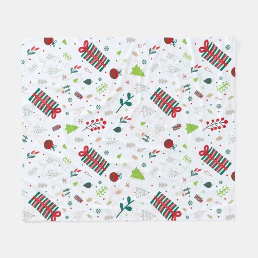 Couverture Polaire Modern Festive Christmas, Design with Reindeer  (Devant (Horizontal))
