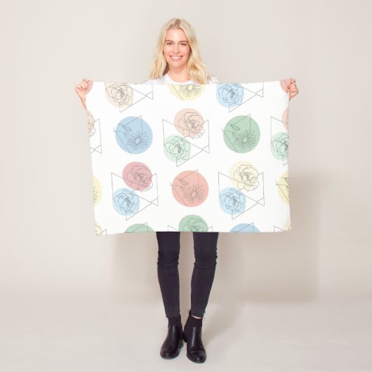 Couverture Polaire Modern Geometric Floral Pattern Throw Blanket (En situation)