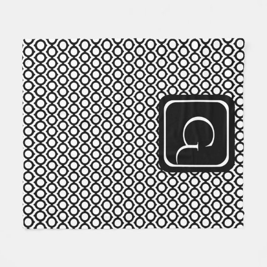 Couverture Polaire Modern Geometric Monogram Black White (Devant (Horizontal))
