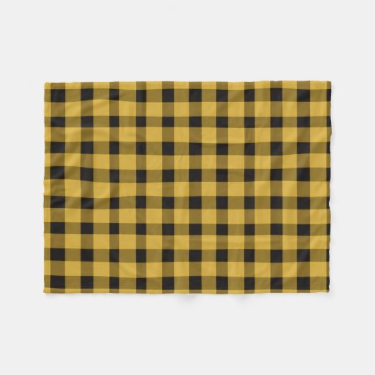 Couverture Polaire Modern Gold and Black Plaid Pattern (Devant (Horizontal))