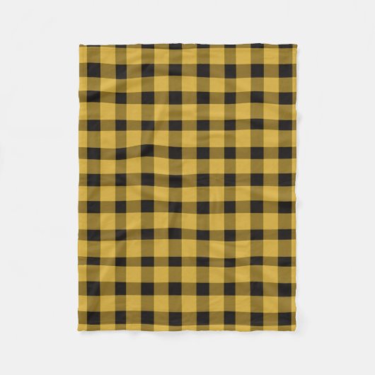 Couverture Polaire Modern Gold and Black Plaid Pattern (Devant)
