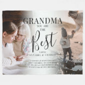 Couverture Polaire Modern 'GRANDMA' Photos, Names & Quote Fleece Blan (Devant (Horizontal))