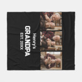 Couverture Polaire Modern Grandpa Est. Name Year 3 Photo  (Devant (Horizontal))