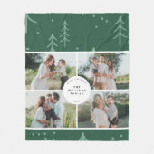 Couverture Polaire Modern Green Tree Family Photo Holiday (Devant)