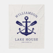 Couverture Polaire Modern Lake House Nom de famille Nautique | bleu m (Devant)