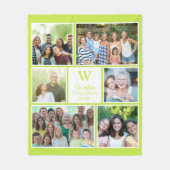 Couverture Polaire Modern Lime Green Family Reunion Monogram Photo  (Devant)