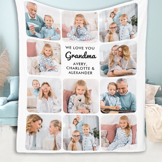 Couverture Polaire Modern Love You Grand-mère Custom 11 Photo Collage