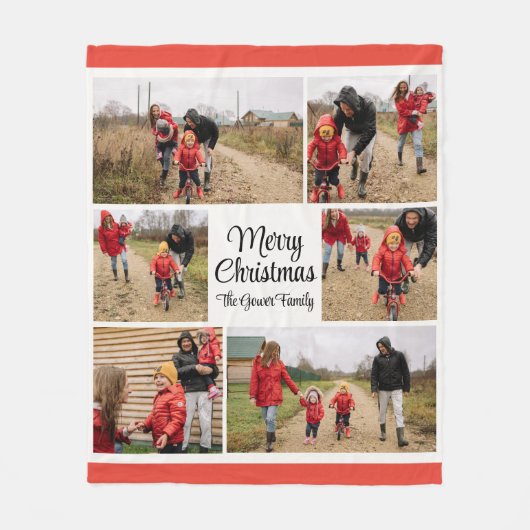 Couverture Polaire Modern Merry Christmas Family Collage (Devant)