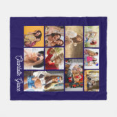 Couverture Polaire Modern Minimalist Blue 10 Photo Collage With Name (Devant (Horizontal))