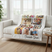 Couverture Polaire Modern Minimalist White 10 Photo Collage With Name