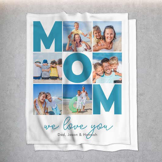 Couverture Polaire Modern Mom Personlized 6 Photo Collage