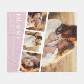 Couverture Polaire Modern Mummy Photo Strip Collage Fleece Pink (Devant (Horizontal))