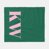 Couverture Polaire Modern Pink Green Monogram Initials Personalized (Devant (Horizontal))
