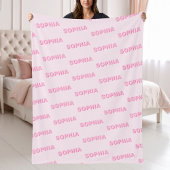 Couverture Polaire Modern Pink Personalized Repeating Name Pattern