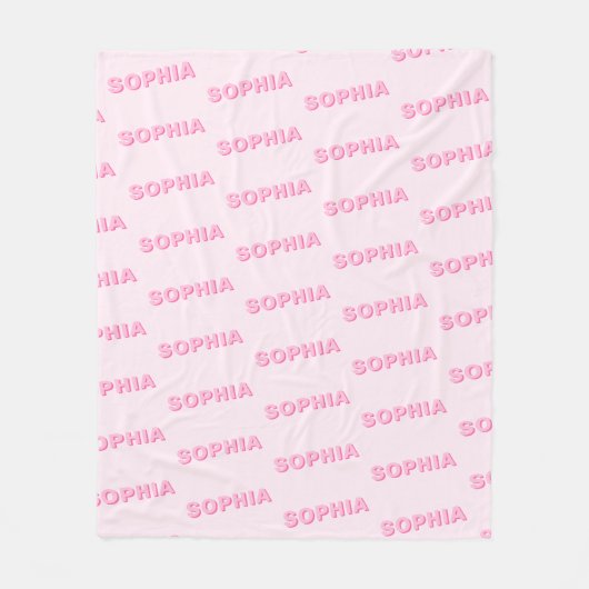 Couverture Polaire Modern Pink Personalized Repeating Name Pattern (Devant)