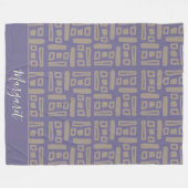Couverture Polaire modern Purple brown personalized name monogram (Devant (Horizontal))