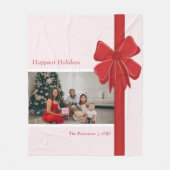 Couverture Polaire Modern Red Ribbon Bow Wrap Photo Christmas (Devant)