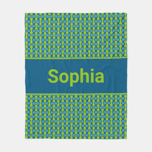 Couverture Polaire Modern Retro Link Pattern in Blue and Green (Devant)