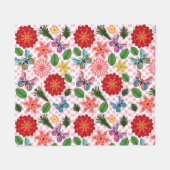 Couverture Polaire Modern Spring Garden Butterfly Floral  (Devant (Horizontal))