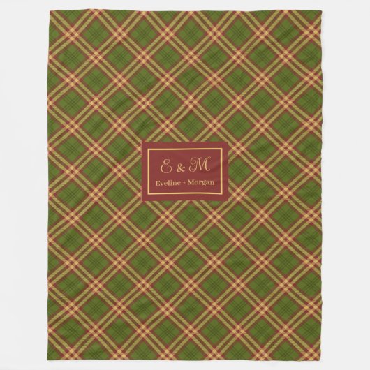 Couverture Polaire Modern Thanksgiving Plaid Blanket Monogram Cozy (Devant)