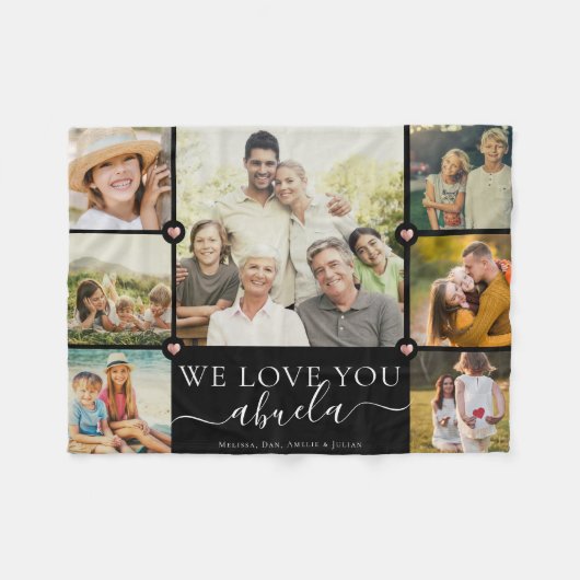 Couverture Polaire Modern We Love You Abuela Family Photo Collage (Devant (Horizontal))