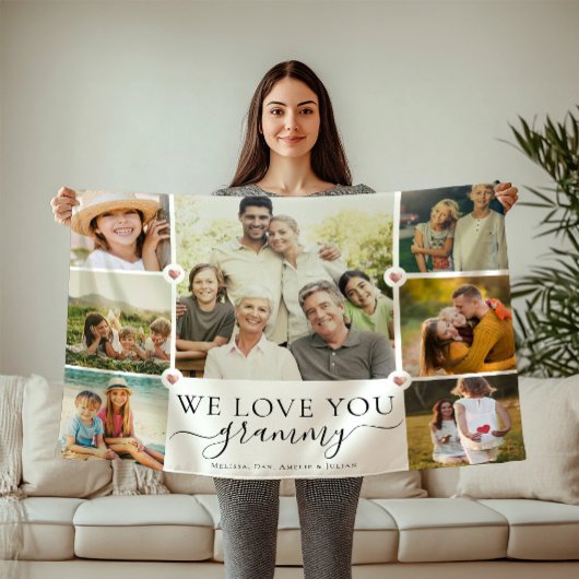 Couverture Polaire Modern We Love You Grammy Family Photo Collage