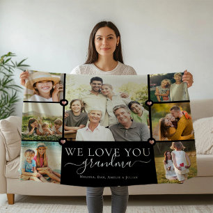 Couverture Polaire Modern We Love You Grand-mère Famille Photo Collag