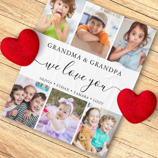 Couverture Polaire Modern We Love You Grand-mère Grand-père 6 Photo C