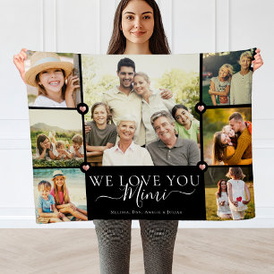 Couverture Polaire Modern We Love You MIMI Family Photo Collage Fleec