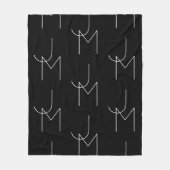 Couverture Polaire Moderne 2 Initiales Motif | Noir & Blanc (Devant)