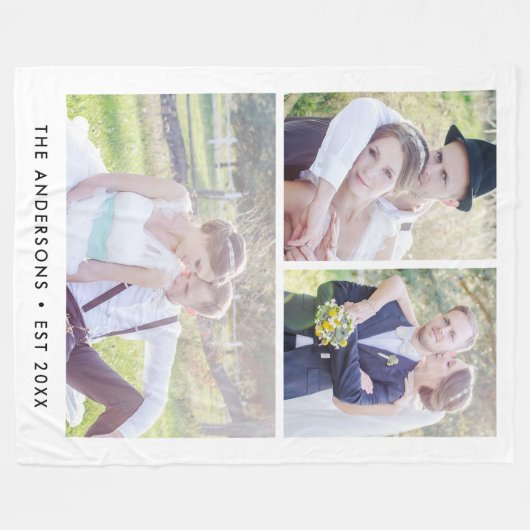 Couverture Polaire Moderne 3 Photo Collage couleur modifiable (Devant (Horizontal))