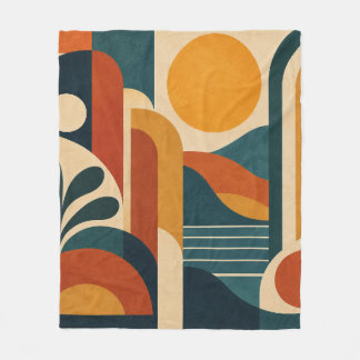 Couverture Polaire Moderne Abstrait Milieu de Siècle Soleil et Arches