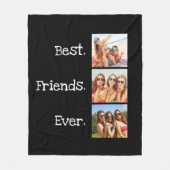 Couverture Polaire Moderne Best Friends Ever 3 photo Collage noir (Devant)