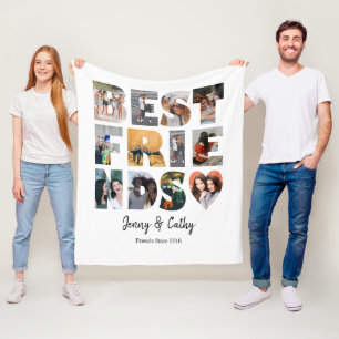 Couverture Polaire Moderne Best Friends Heart Besties Photo Collage
