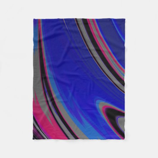 Couverture Polaire Moderne Bleu Gris Magenta Couleur Bloc Fractal (Devant)