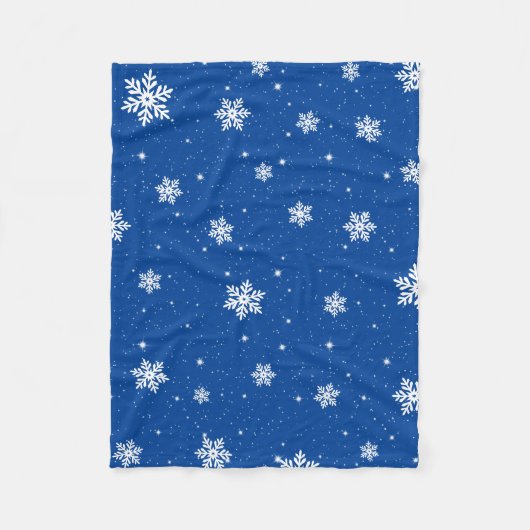 Couverture Polaire Moderne Blue Christmas Stars Snowflakes Motif (Devant)