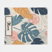 Couverture Polaire Moderne Boho Feuilles Tropicales Abstraites (Devant (Horizontal))