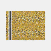 Couverture Polaire Moderne chic imprimé guépard doré à monogramme (Devant (Horizontal))