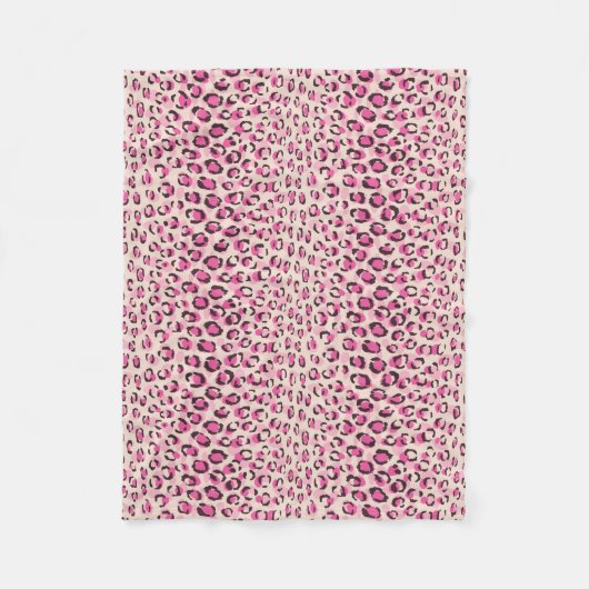 Couverture Polaire Moderne chic imprimé guépard rose monogramme (Devant)