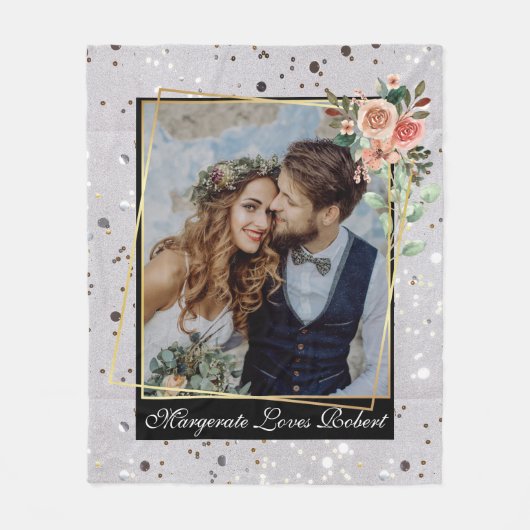 Couverture Polaire Moderne Chic Mariage Love Couple Parties scintilla (Devant)