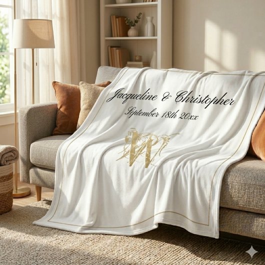Couverture Polaire Moderne Chic Personnalisé Nouveau Monogramme de sa