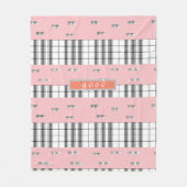 Couverture Polaire Moderne Chic Plaid Rose & Blanc (Devant)