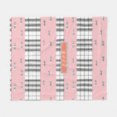 Couverture Polaire Moderne Chic Plaid Rose & Blanc (Devant (Horizontal))