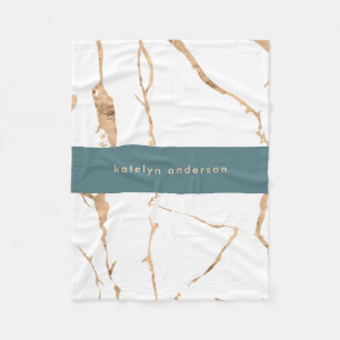 Couverture Polaire Moderne Cracked Gold White Styliste Professionnel