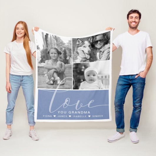 Couverture Polaire Moderne Dusty Blue Photos Amour Personnalisé (En situation)