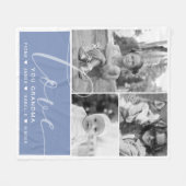 Couverture Polaire Moderne Dusty Blue Photos Amour Personnalisé (Devant (Horizontal))