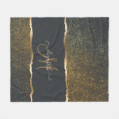 Couverture Polaire Moderne Élégant Monogramme au Touché d'Or (Devant (Horizontal))