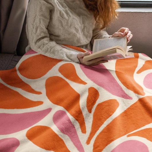 Couverture Polaire Moderne élégant rose orangé abstrait motif