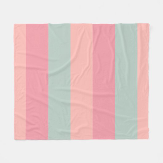 Couverture Polaire Moderne Elegant rose Pêche Turquoise Modèle rayé (Devant (Horizontal))