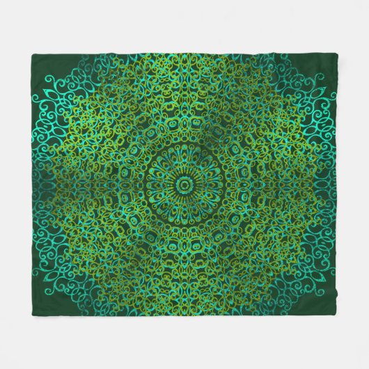 Couverture Polaire Moderne et élégant élégant Mandala Boho Vert foncé (Devant (Horizontal))